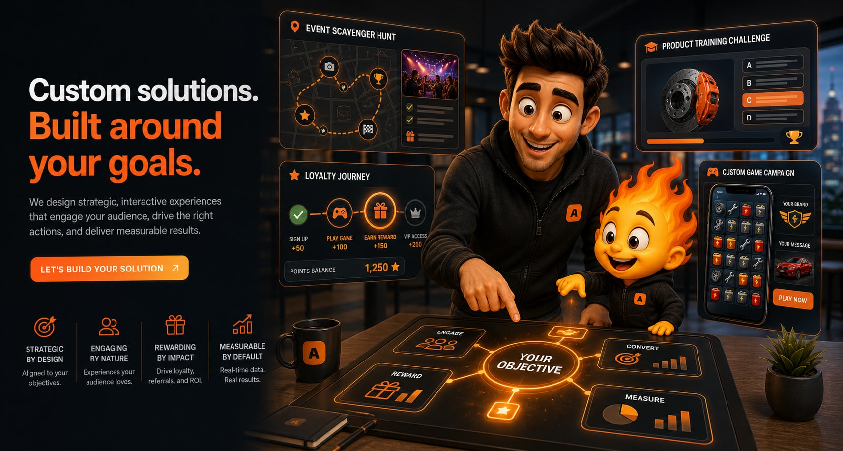 Spark and Guy designing custom business engagement solutions in the Ablaze campaign studio